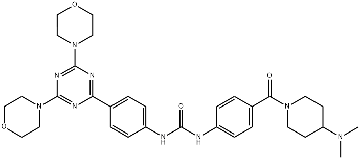 N-[4-[[4-(二甲基氨基)-1-哌啶基]羰基]苯基]-N'-[4-[4,6-二(4-吗啉基)-1,3,5-三嗪-2-基]苯基]脲,1197160-78-3,结构式