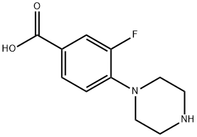 3-氟-4-(1-哌嗪基)苯甲酸, 1197193-04-6, 结构式