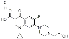 3-Quinolinecarboxylic acid, 1-cyclopropyl-6-fluoro-1,4-dihydro-7-[4-(2-hydroxyethyl)-1-piperazinyl]-4-oxo-, hydrochloride Struktur