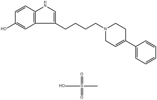 3-[4-[(3,6-ジヒドロ-4-フェニルピリジン)-1(2H)-イル]ブチル]-1H-インドール-5-オール·メタンスルホン酸 化学構造式