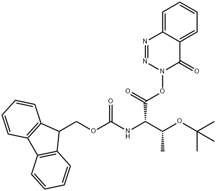N-芴甲氧羰基-O-叔丁基-L-苏氨酸-3,4-二氢-3-羟基-4-氧-1,2,3-苯并三嗪酯 结构式