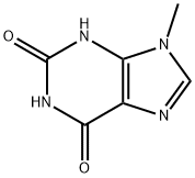 9-メチル-1,3-ジヒドロ-9H-プリン-2,6-ジオン 化学構造式