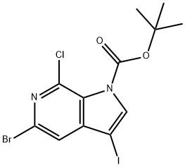 5-溴-7-氯-3-碘-1H-吡咯并[2,3-C]吡啶-1-羧酸叔丁酯 结构式
