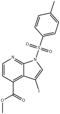 3-ヨード-1-トシル-1H-ピロロ[2,3-B]ピリジン-4-カルボン酸メチル 化学構造式