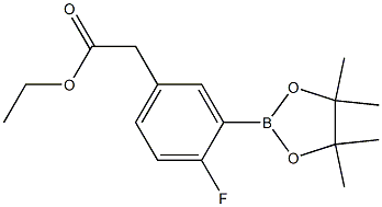 2-(4-氟-3-(4,4,5,5-四甲基-1,3,2-二氧硼杂环戊烷-2-基)苯)乙酸乙酯, 1198615-88-1, 结构式