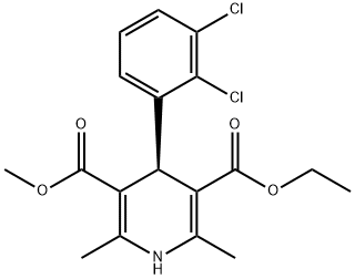 (R)-4-(2,3-ジクロロフェニル)-1,4-ジヒドロ-2,6-ジメチル-3,5-ピリジンジカルボン酸3-メチル5-エチル 化学構造式