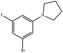 1-(3-ブロモ-5-フルオロフェニル)ピロリジン 化学構造式