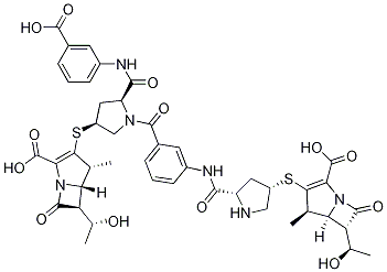(4R,5S,6S)-3-[[(3S,5S)-1-[3-[[[(2S,4S)-4-[[(4R,5S,6S)-2-Carboxy-6-[(1R)-1-hydroxyethyl]-4-Methyl-7-oxo-1-azabicyclo[3.2.0]hept-2-en-3-yl]thio]-2-pyrrolidinyl]carbonyl]aMino]benzoyl]-5-[[(3-carboxyphenyl)aMino]carbonyl]-3-pyrrolidinyl]thio]-6-[(1R)-1-hydroxyethyl]-4-Methyl-7-oxo-1-azabicyclo[3.2.0]hept-2-ene-2-carboxylic Acid Struktur
