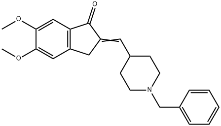 1-苄基-4-(5,6-二甲氧基-1-茚酮-2-亚甲基)哌啶 结构式