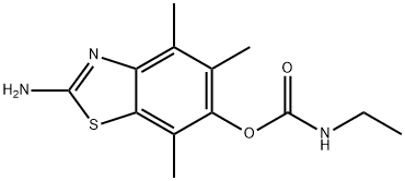 Carbamic  acid,  ethyl-,  2-amino-4,5,7-trimethyl-6-benzothiazolyl  ester  (9CI) Struktur