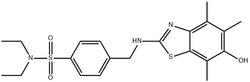Benzenesulfonamide,  N,N-diethyl-4-[[(6-hydroxy-4,5,7-trimethyl-2-benzothiazolyl)amino]methyl]- Struktur