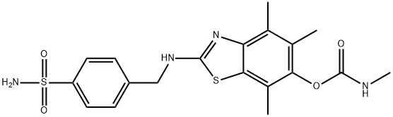 Benzenesulfonamide,  4-[[[4,5,7-trimethyl-6-[[(methylamino)carbonyl]oxy]-2-benzothiazolyl]amino]methyl]- 结构式