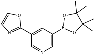 2-(5-(4,4,5,5-四甲基-1,3,2-二氧杂环戊硼烷-2-基)吡啶-3-基)恶唑, 1201644-46-3, 结构式