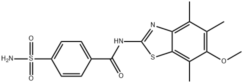 Benzamide,  4-(aminosulfonyl)-N-(6-methoxy-4,5,7-trimethyl-2-benzothiazolyl)- Structure