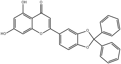 7-Dihydroxy-2-(2,2-diphenyl-1,3-benzodioxol-5-yl)-5-4H-1-benzopyran-4-one Structure