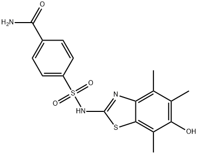 Benzamide,  4-[[(6-hydroxy-4,5,7-trimethyl-2-benzothiazolyl)amino]sulfonyl]- Structure