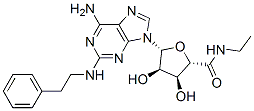 (2S,3S,4R,5R)-5-[6-amino-2-(phenethylamino)purin-9-yl]-N-ethyl-3,4-dih ydroxy-oxolane-2-carboxamide 结构式