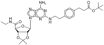 4-[2-[[6-Amino-9-[N-ethyl-2,3-O-(1-methylethylidene)--D-ribofuranuronamidosyl]-9H-purin-2-yl]amino]ethyl]benzenepropanoic Acid 1,1-Dimethylethyl Ester, 120225-76-5, 结构式