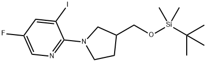 2-(3-((tert-Butyldimethylsilyloxy)methyl)-pyrrolidin-1-yl)-5-fluoro-3-iodopyridine Struktur