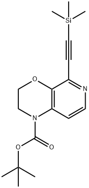 5-((トリメチルシリル)エチニル)-2,3-ジヒドロ-1H-ピリド[3,4-B][1,4]オキサジン-1-カルボン酸TERT-ブチル 化学構造式
