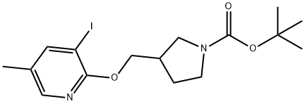tert-Butyl 3-((3-iodo-5-methylpyridin-2-yloxy)-methyl)pyrrolidine-1-carboxylate Struktur