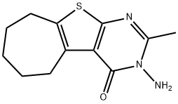 3-氨基-2-甲基-3,5,6,7,8,9-六氢-4H-环庚烷并4,5]噻吩并[2,3-D]嘧啶-4-酮, 120354-22-5                                       , 结构式