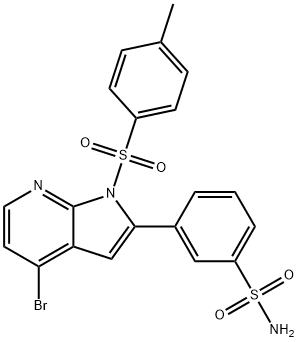 BenzenesulfonaMide, 3-[4-broMo-1-[(4-Methylphenyl)sulfonyl]-1H-pyrrolo[2,3-b]pyridin-2-yl]- Structure