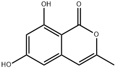 3-メチル-6,8-ジヒドロキシ-1H-2-ベンゾピラン-1-オン 化学構造式