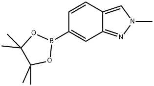 2-メチル-6-(4,4,5,5-テトラメチル-1,3,2-ジオキサボロラン-2-イル)-2H-インダゾール 化学構造式