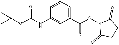 2,5-二氧代吡咯烷-1-基 4-((叔丁氧基羰基)氨基)苯甲酸酯, 120465-50-1, 结构式