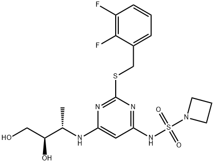 N-[2-[[(2,3-Difluorophenyl)methyl]thio]-6-[[(1S,2R)-2,3-dihydroxy-1-methylpropyl]amino]-4-pyrimidinyl]-1-azetidinesulfonamide Structure