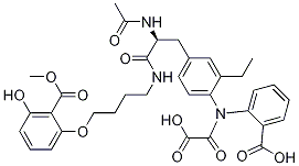 Benzoic acid, 2-[4-[[(2S)-2-(acetylaMino)-3-[4-[(carboxycarbonyl)(2-carboxyphenyl)aMino]-3-ethylphenyl]-1-oxopropyl]aMino]butoxy]-6-hydroxy-, 1-Methyl ester Structure