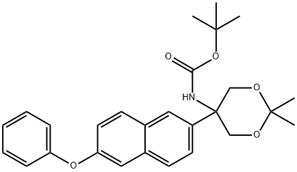 tert-butyl 2,2-diMethyl-5-(6-phenoxynaphthalen-2-yl)-1,3-dioxan-5-ylcarbaMate Struktur
