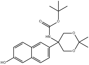 tert-butyl 5-(6-hydroxynaphthalen-2-yl)-2,2-diMethyl-1,3-dioxan-5-ylcarbaMate Struktur