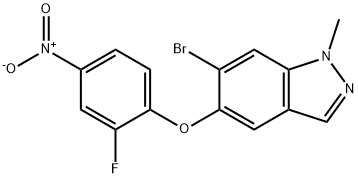 6-溴-5-(2-氟-4-硝基苯氧基)-1-甲基-1H-吲唑 结构式