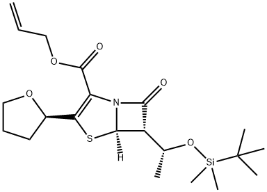 6-(1'-叔丁基二甲基硅氧乙基)-3-(2''-四氢呋喃基)-7-氧代-4-硫-1-氮杂双环[3.2.0]庚-2-烯-2-羧酸烯丙酯 结构式