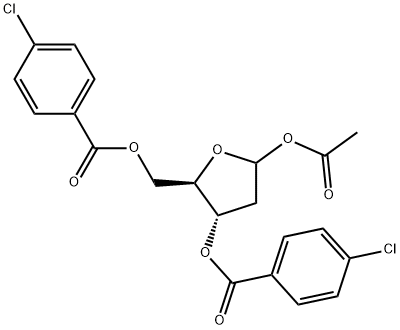 1-O-アセチル-3,5-ビス(4-クロロベンゾイル)-2-デオキシ-D-リボース 化学構造式
