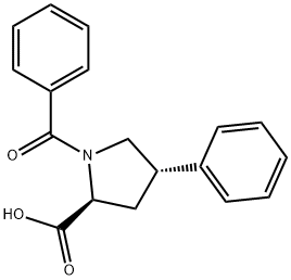 (trans)-1-ベンゾイル-4-フェニル-L-プロリン 化学構造式