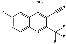 4-Amino-6-bromo-2-(trifluoromethyl)quinoline-3-carbonitrile 化学構造式