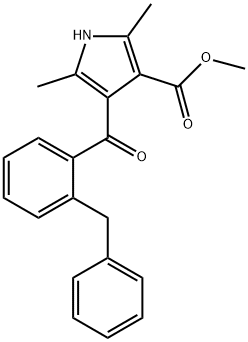 4-(2-ベンジルベンゾイル)-2,5-ジメチル-1H-ピロール-3-カルボン酸メチル 化学構造式