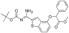 (Z)-Methyl 2-(2-(N'-(tert-butoxycarbonyl)carbaMiMidoyl)benzo[b]thiophen-4-yloxy)-2-phenylacetate Structure