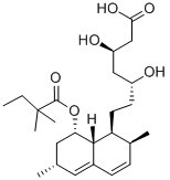 (3R,5R)-3,5-ジヒドロキシ-5-[2-[[1,2,6,7,8,8aβ-ヘキサヒドロ-2β,6α-ジメチル-8α-(2,2-ジメチルブチリルオキシ)ナフタレン]-1β-イル]エチル]ペンタン酸 化学構造式