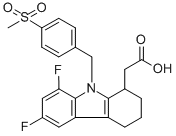 (-)-6-8-DIFLUORO-2,3,4,9-TETRAHYDRO-9-[[4-(METHYLSULFONYL)PHENYL]METHYL]-1H-CARBAZOLE-1-ACETIC ACID Struktur
