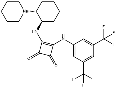 3-[[3,5-bis(trifluoroMethyl)phenyl]aMino]-4-[[(1R,2R)-2-(1-piperidinyl)cyclohexyl]aMino]-3-Cyclobutene-1,2-dione Struktur