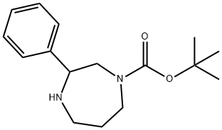 3-苯基-[1,4]二氮杂环庚烷-1-甲酸叔丁酯, 1211596-44-9, 结构式