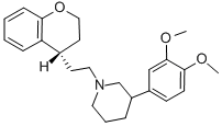 (S)-4α-[2-[4-(3,4-ジメトキシフェニル)ピペリジン-1-イル]エチル]クロマン 化学構造式