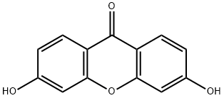 3,6-ジヒドロキシ-9H-キサンテン-9-オン 化学構造式