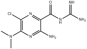 3-アミノ-5-(ジメチルアミノ)-6-クロロ-N-(アミノイミノメチル)ピラジン-2-カルボアミド 化学構造式