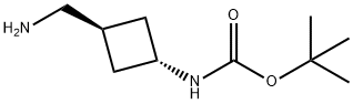 Carbamic acid, N-[trans-3-(aminomethyl)cyclobutyl]-, 1,1-dimethylethyl ester Structure