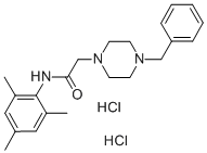 1-Piperazineacetamide, 4-(phenylmethyl)-N-(2,4,6-trimethylphenyl)-, di hydrochloride Struktur